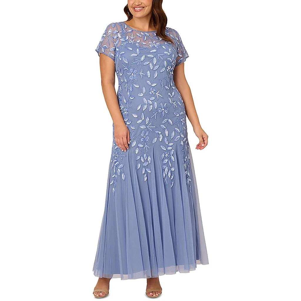 Adrianna Papell Plus Womens Sequined Formal Evening Dress 1