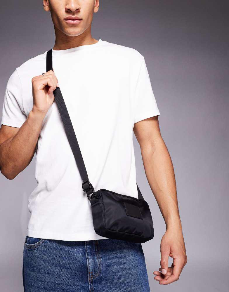 ASOS ASOS DESIGN nylon cross body bag in black