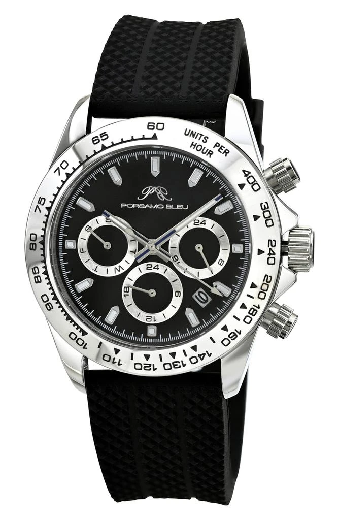 Porsamo Bleu Preston Silicone Strap Multifunction Watch, 41mm 1