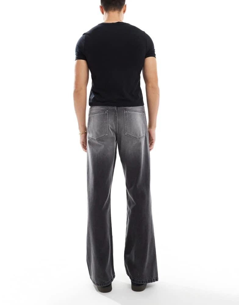 ASOS ASOS DESIGN wide flare jeans in washed black 2