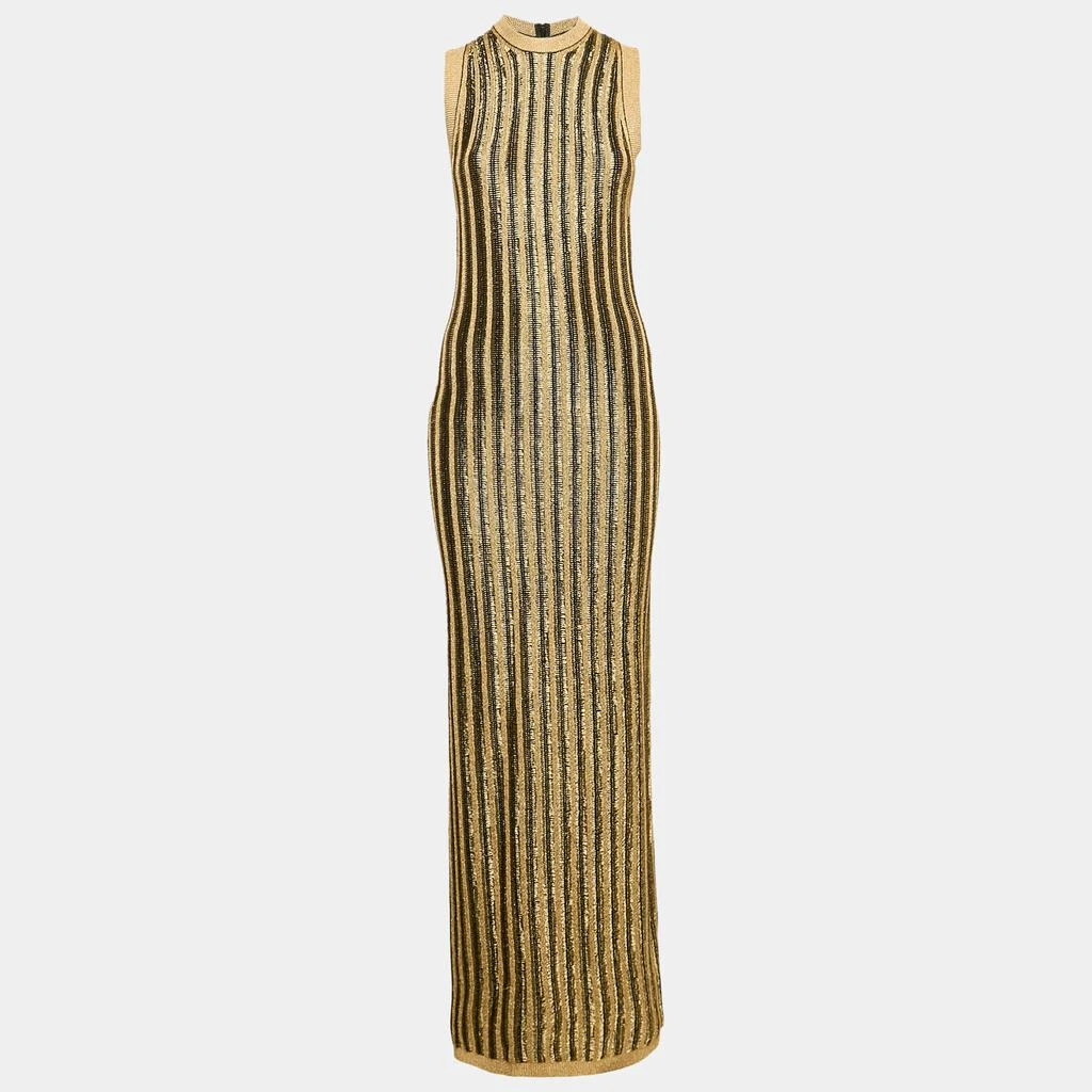 Tom Ford Tom Ford Black/Gold Lurex Slinky Rib Knit Crewneck Maxi Dress XS -  Dresses & Skirts - Free Shipping - BeyondStyle