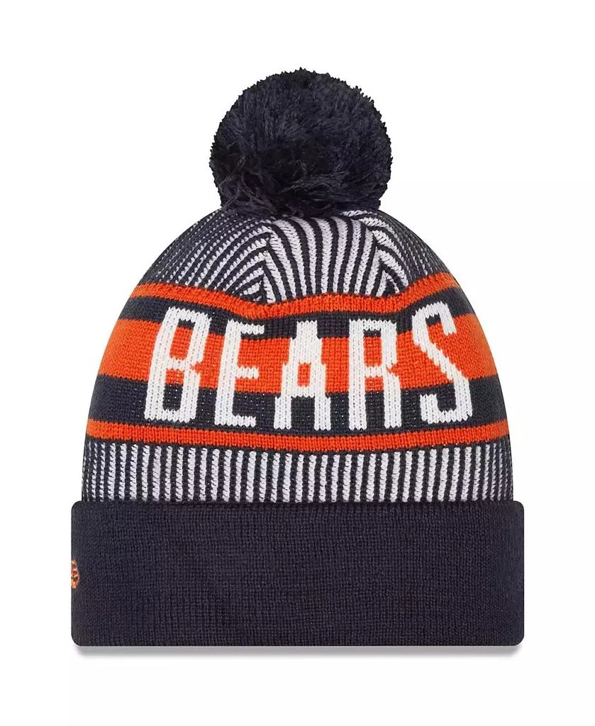 New Era Men's Navy Chicago Bears Striped Cuffed Knit Hat with Pom 2