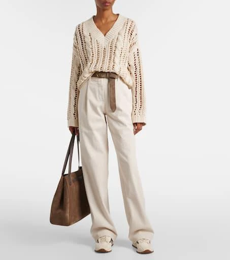 Brunello Cucinelli Open-knit jute and cotton-blend sweater 2