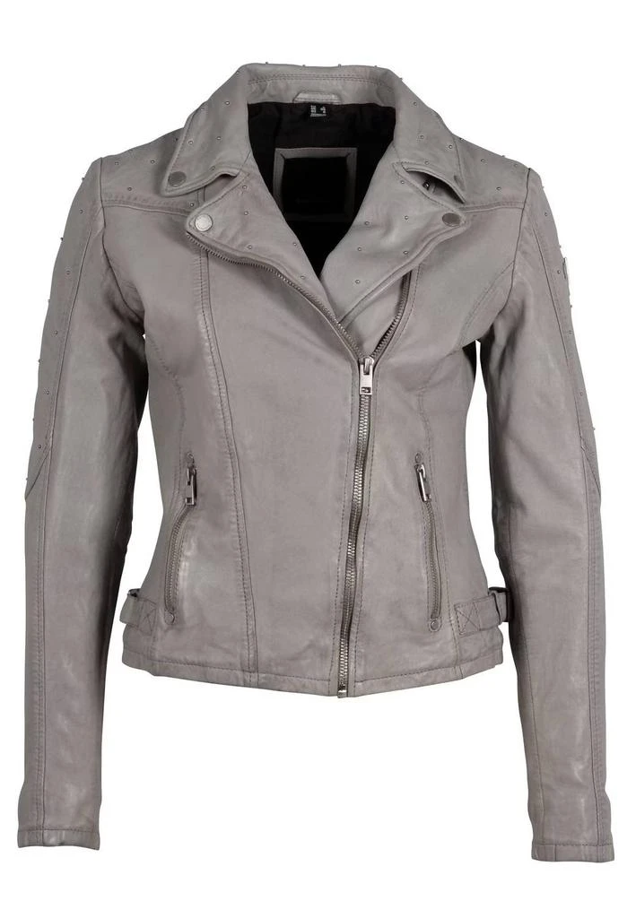 MAURITIUS Women
s Aleeza Rf Leather Jacket In Light Grey