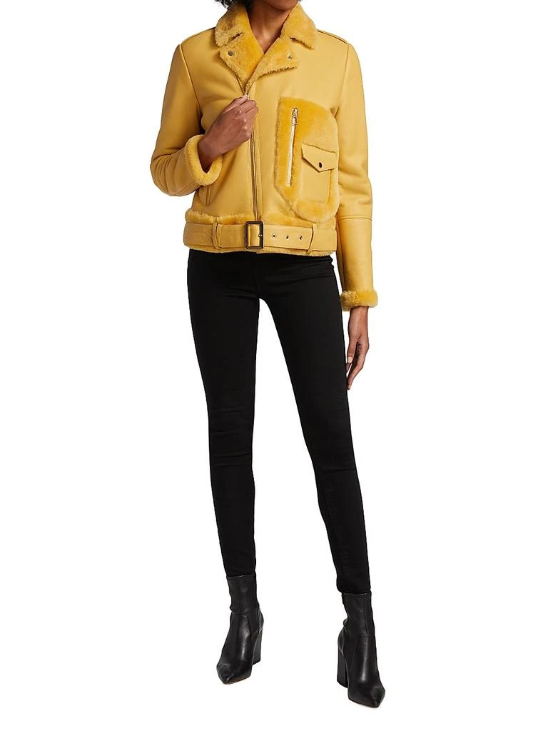 The Fur Salon Shearling-Trimmed Leather Moto Jacket 2