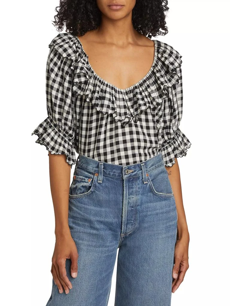 DÔEN Samara Gingham Ruffled Top 3
