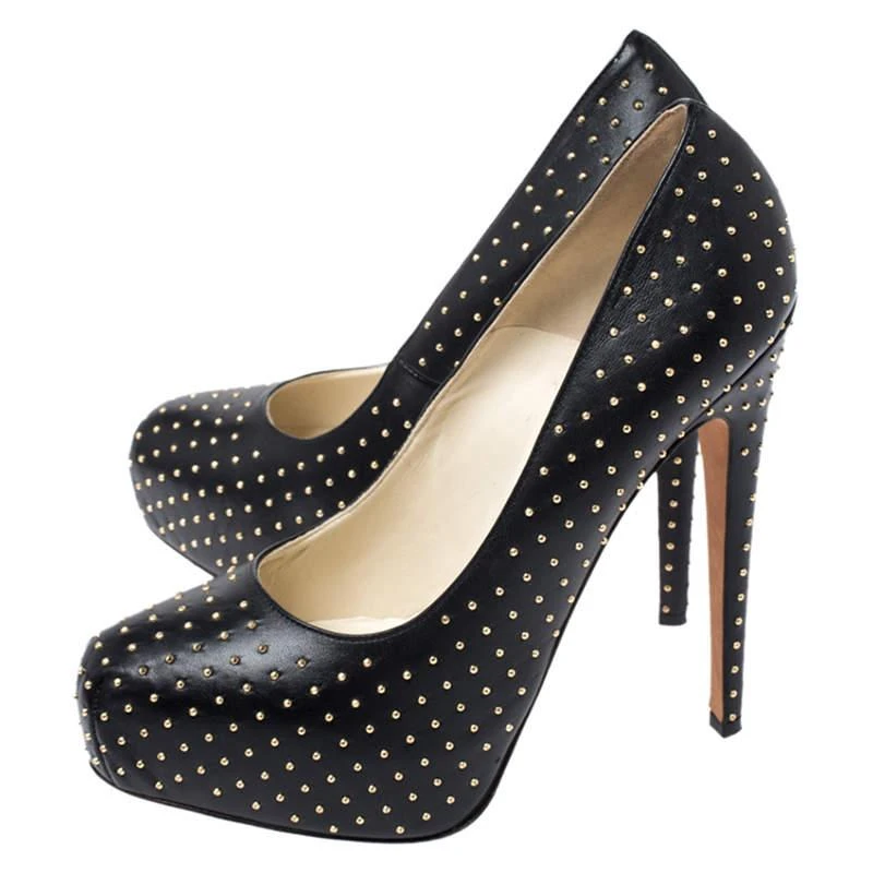 Brian Atwood Brian Atwood Black Leather Studded Platform Pumps Size 38.5 4