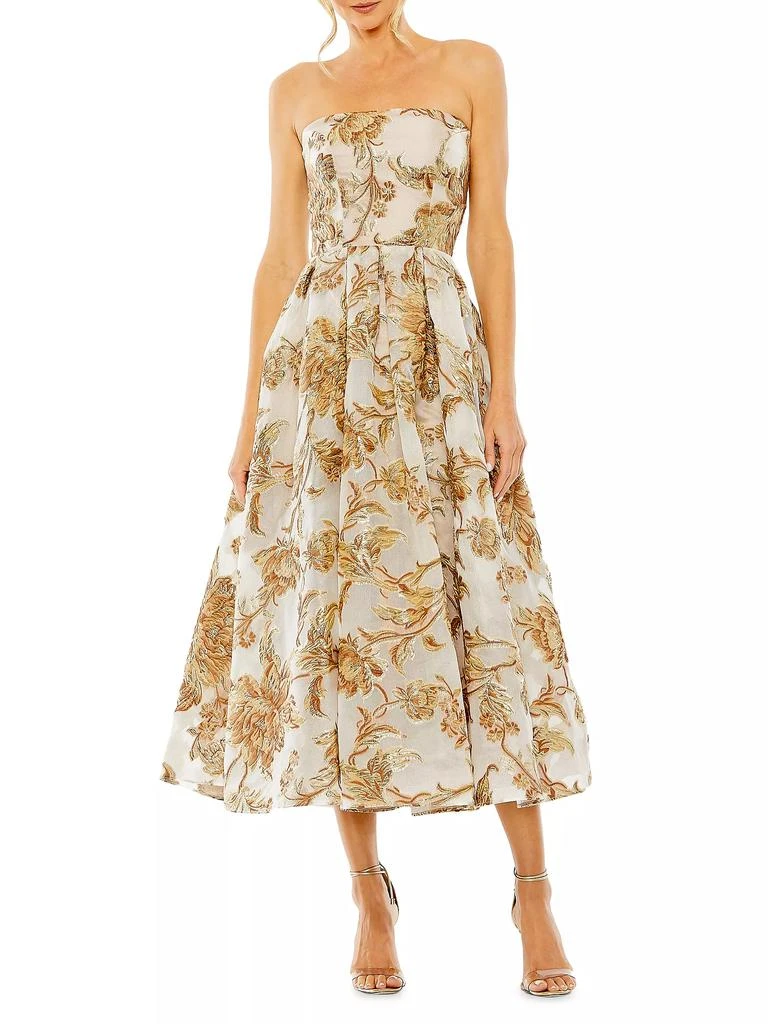 Mac Duggal Strapless Brocade Midi-Dress 1
