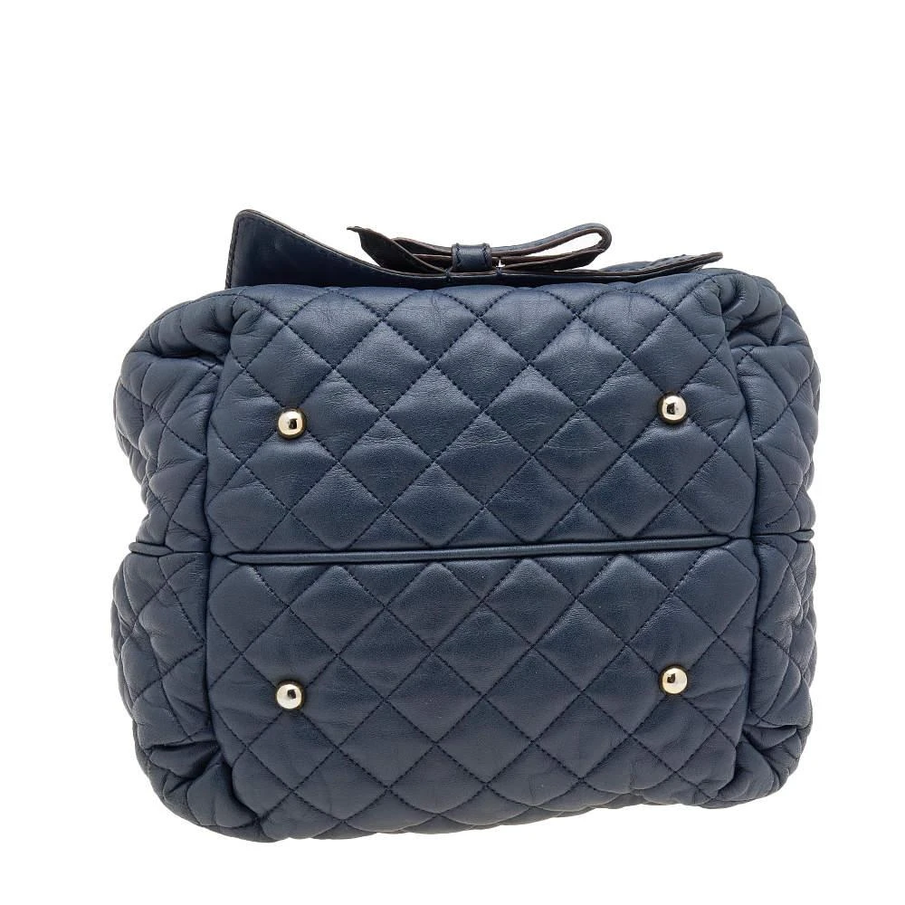 Carolina Herrera Carolina Herrera Blue Quilted Leather Bucket Bag 6