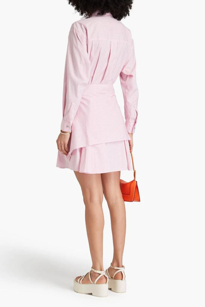Maje Tie-front striped cotton-blend shirt dress 3