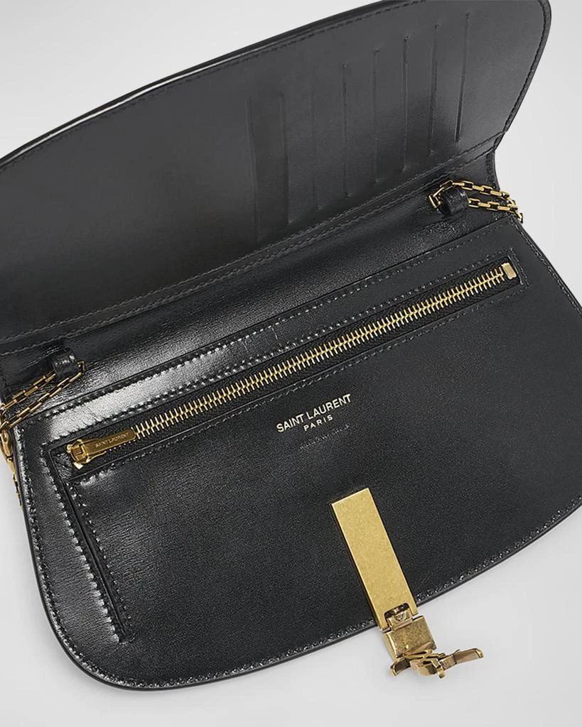 Yves Saint Laurent Voltaire YSL Monogram Wallet on Chain in Grained Leather 4