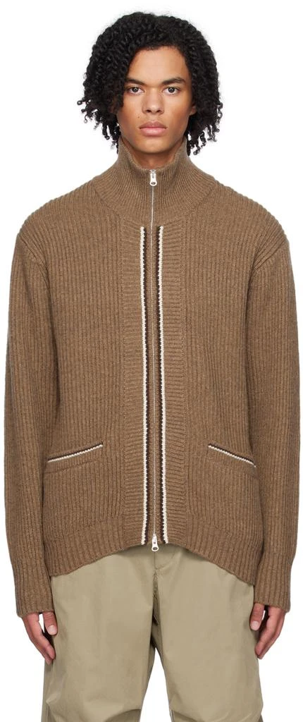 BEAMS PLUS Brown Zip Cardigan 1