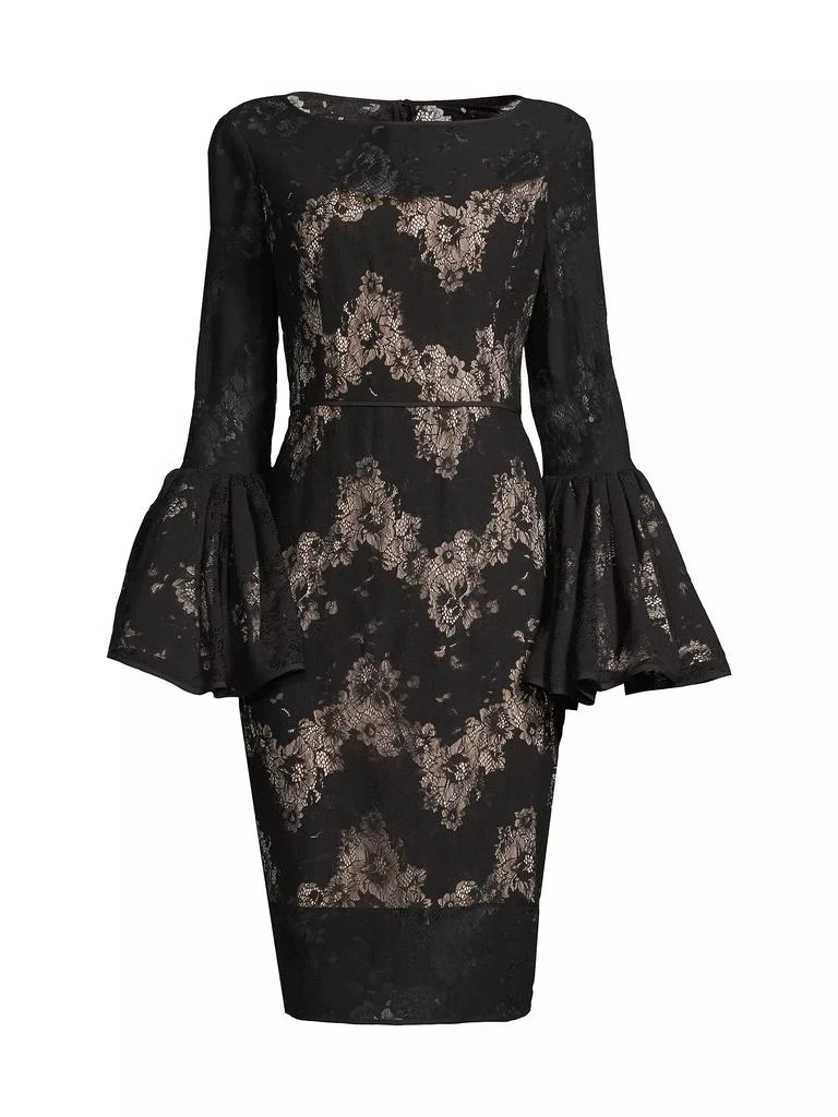 Shani Metallic Lace Bell-Sleeve Sheath Dress 1