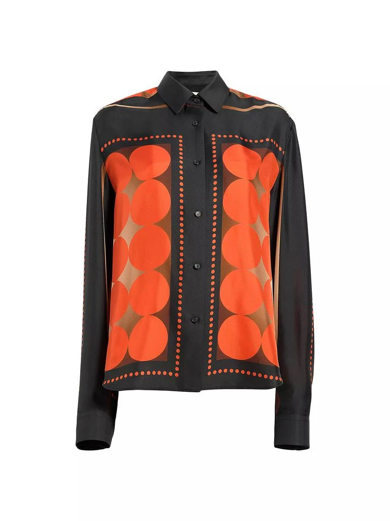 Khaite Argo Circle-Print Silk Long-Sleeve Blouse 1