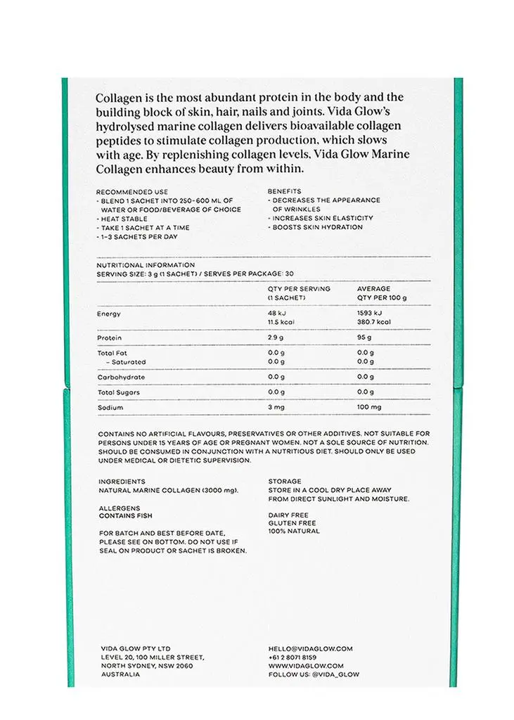 Vida Glow Natural Marine Collagen Sachets Original 2