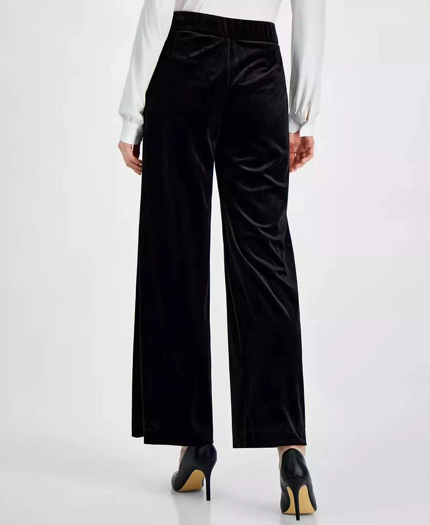 Tahari Women's Mid-Rise Velvet Wide-Leg Pants 2