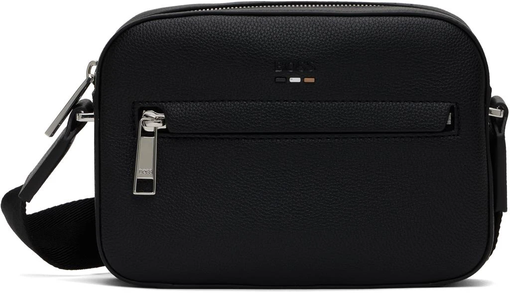 Hugo Boss Black Pebble-Grained Faux-Leather Messenger Bag 1