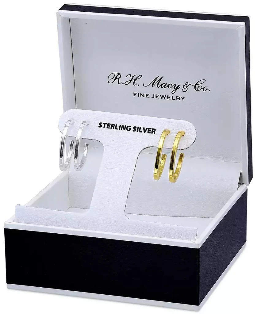 Set Polished Hoop Earrings in Sterling Silver 18k Gold