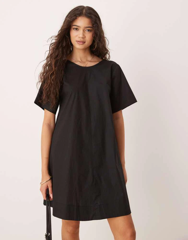 asos black smock dress ASOS DESIGN shirred ruffle cotton smock dress in black main image 0