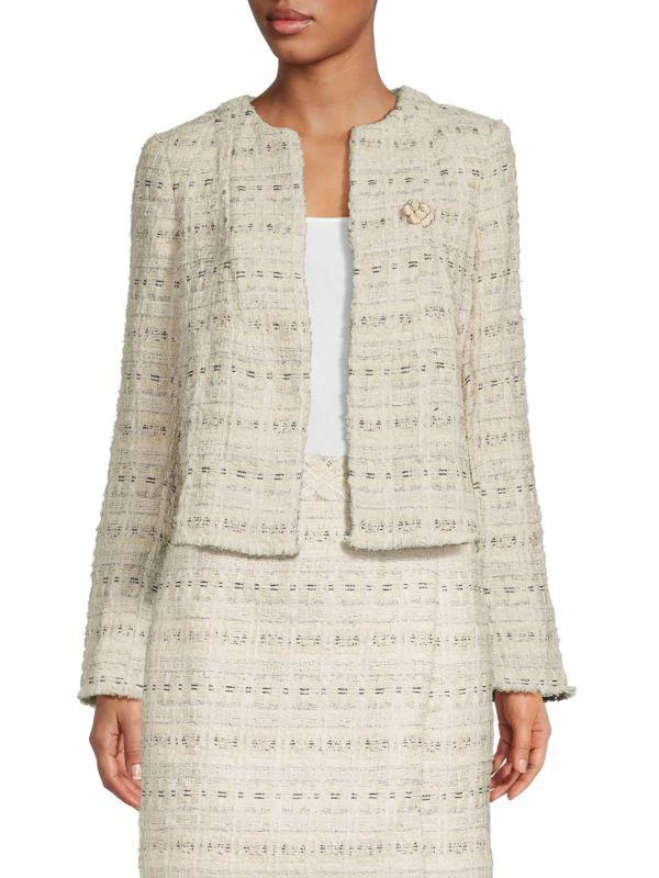 Karl Lagerfeld Paris Tweed Open Front Jacket 1
