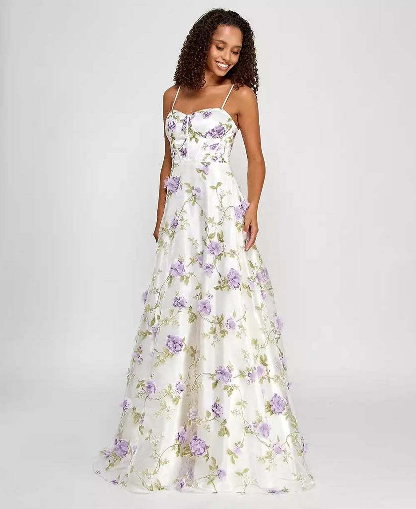 Say Yes Juniors' 3D Floral Embellished Ball Gown, Created for Macy's 3