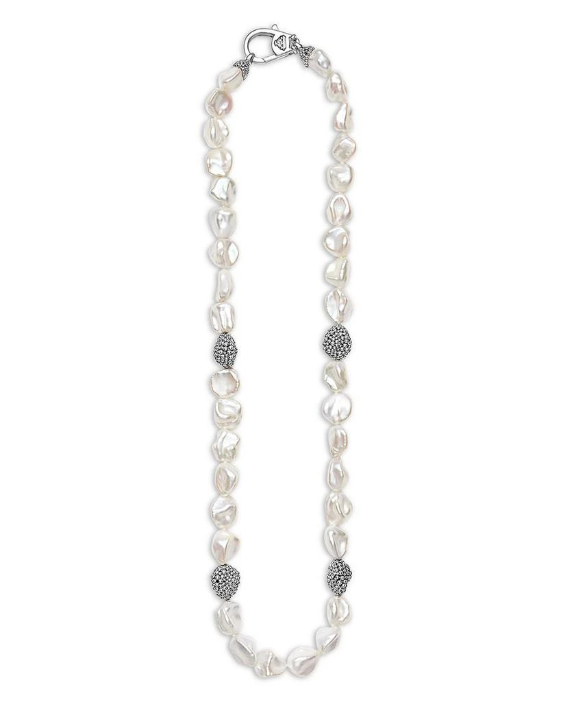 LAGOS Sterling Silver Luna Keshi Pearl & Caviar Bead Collar Necklace, 18" 3