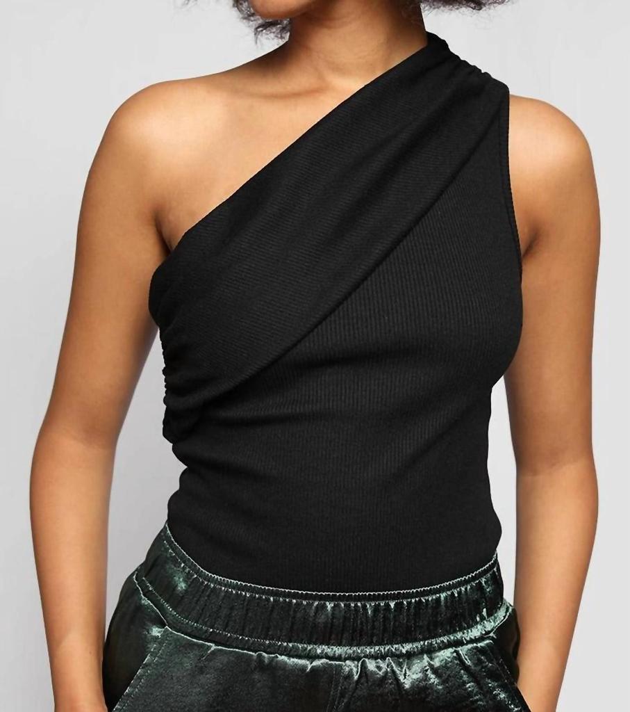 The Range One Shoulder Tank In Jet Black