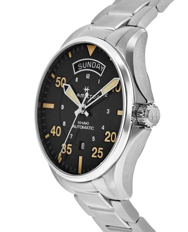 Hamilton Hamilton Khaki Aviation Pilot Day Date Auto Black Dial Stainless Steel Men's Watch H64645131 2