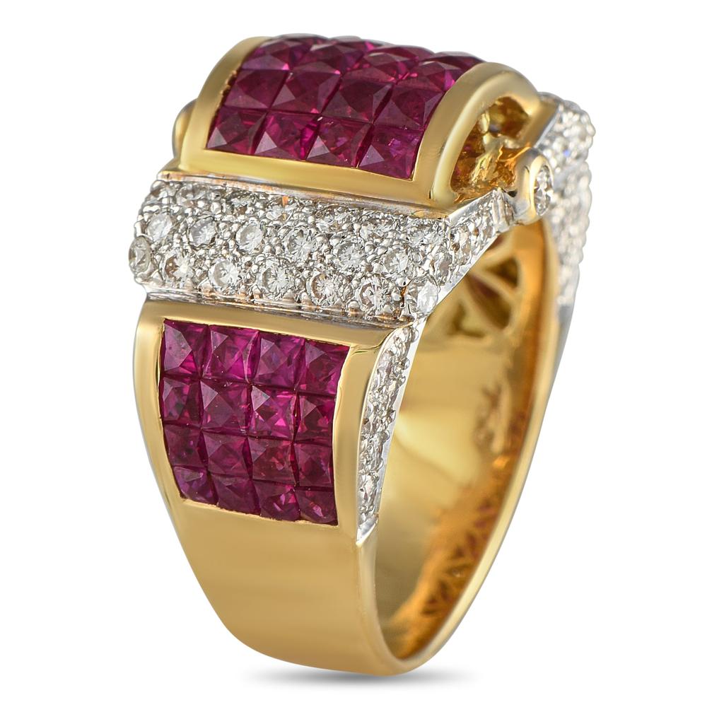 LB Exclusive 18K Yellow Gold 1.40ct Diamond and Ruby Ring  MF09-052825