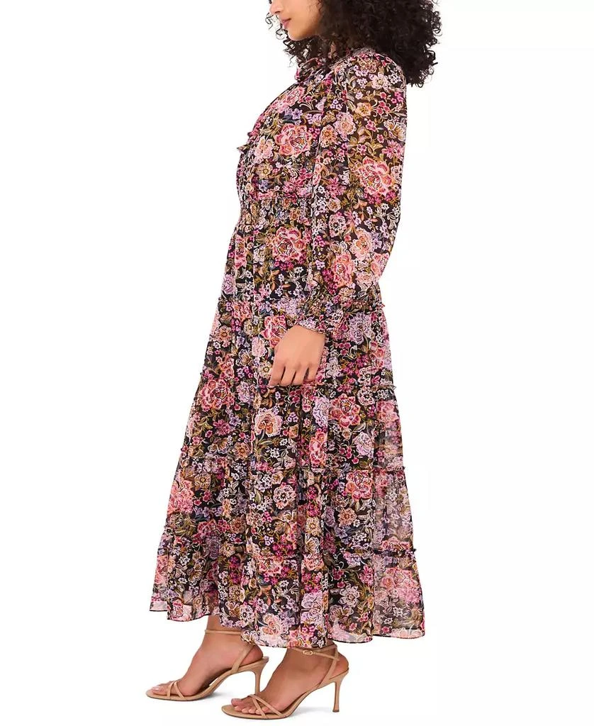 MSK Women's Floral-Print Tie-Neck Maxi Dress 3