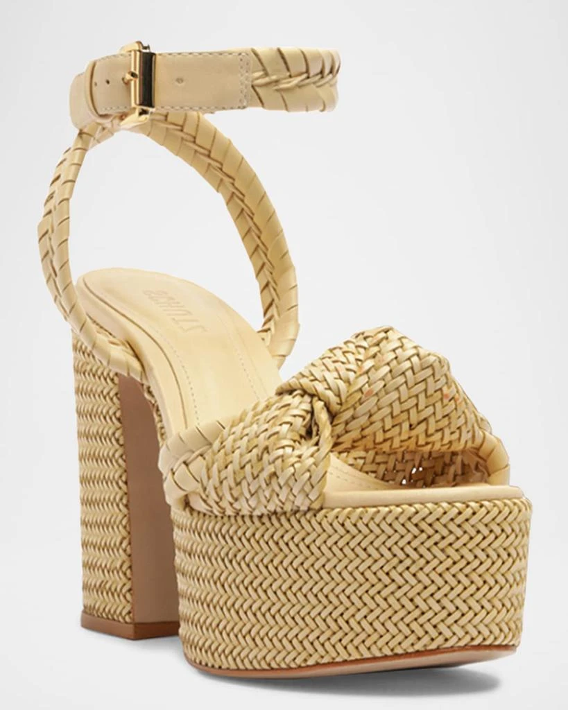 Schutz Khari Knotted Leather Ankle-Strap Platform Sandals 2