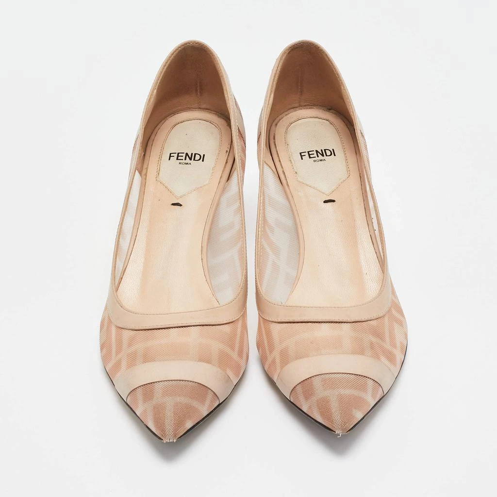 Fendi Fendi Pink/Beige Zucca Mesh and Leather Colibri Pumps Size 38 3