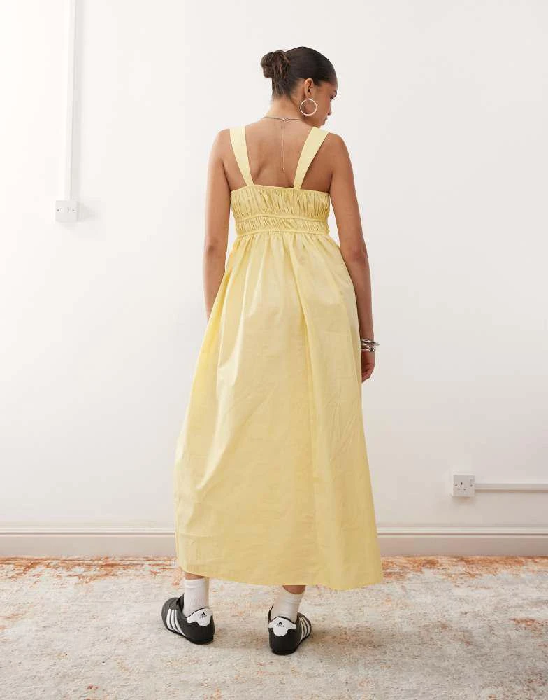COLLUSION COLLUSION tie detail maxi dress in buttermilk yellow 3