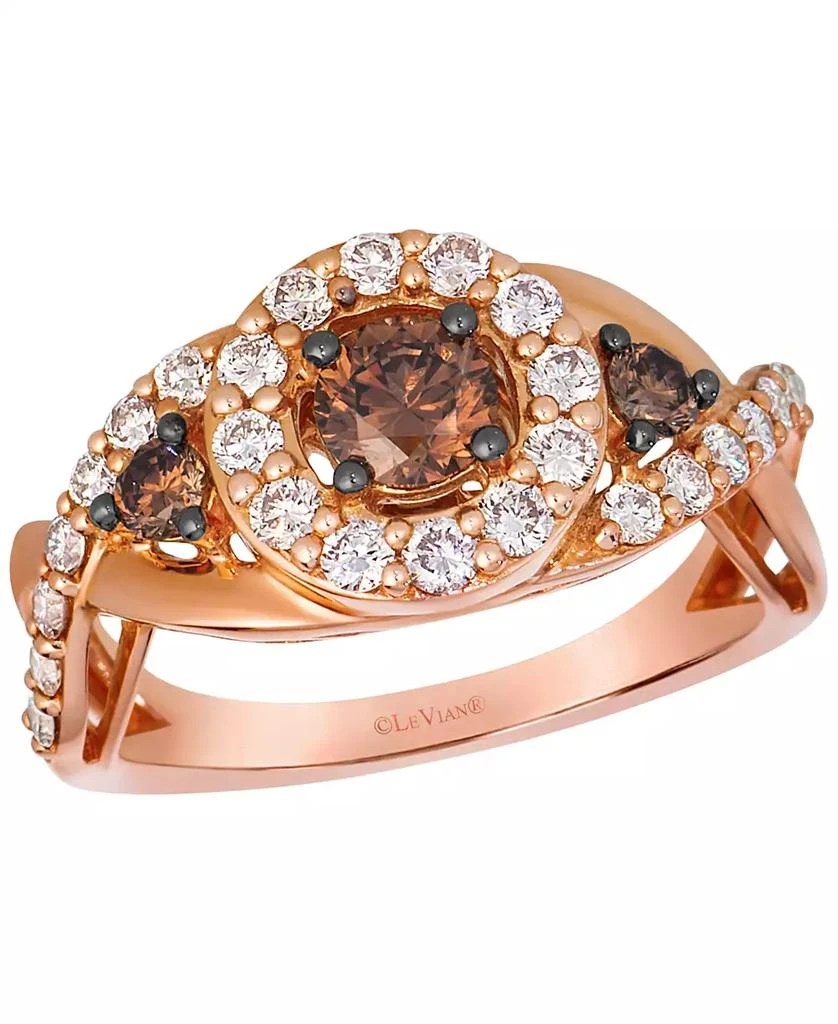 Chocolate Diamond (0.62 ct. t.w.) & Nude Diamond (0.68 ct. t.w.) Ring in 14k Strawberry Gold