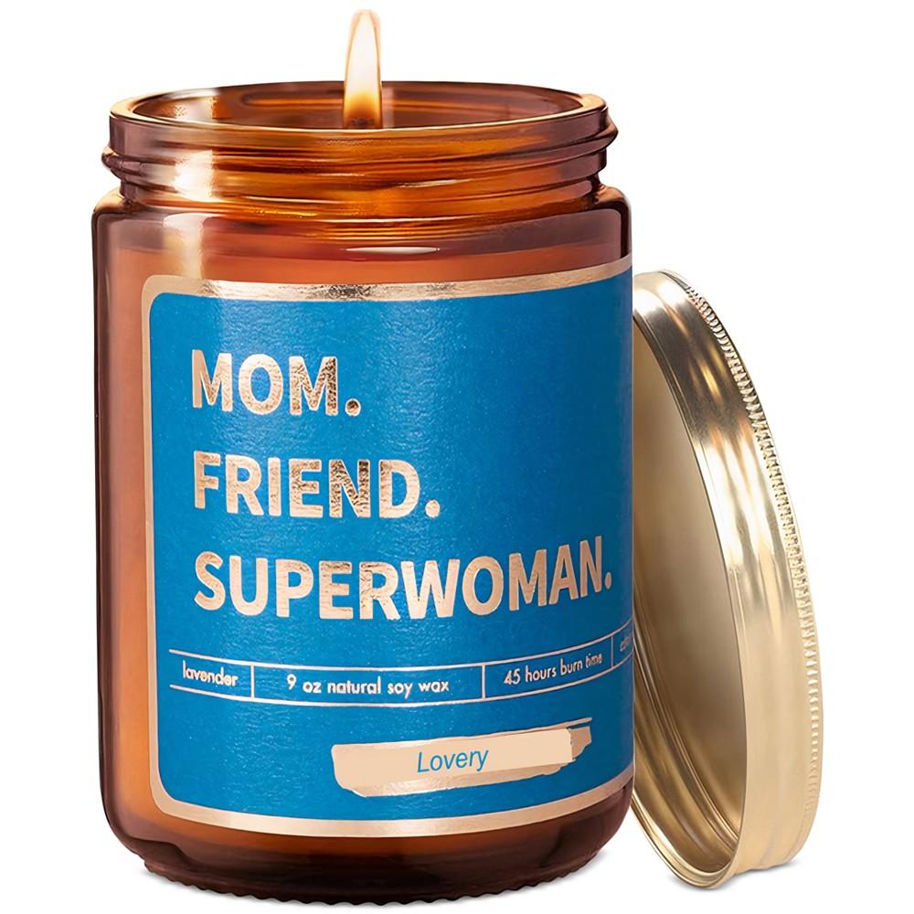 Lovery "Mom, Friend, Superwoman" Lavender-Scented Soy Wax Candle, 9 oz.