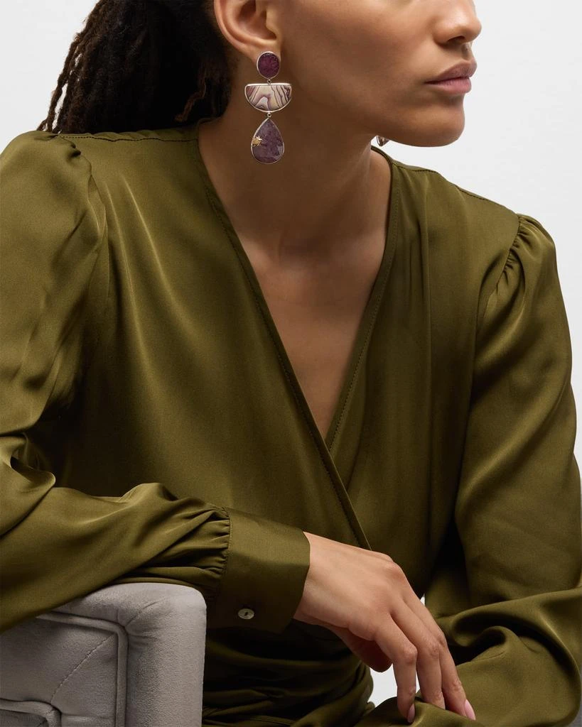 Stephen Dweck Hand-Carved Smoky Quartz, Ruby Jasper and Strawberry Quartz Earrings with Champagne Diamonds 5