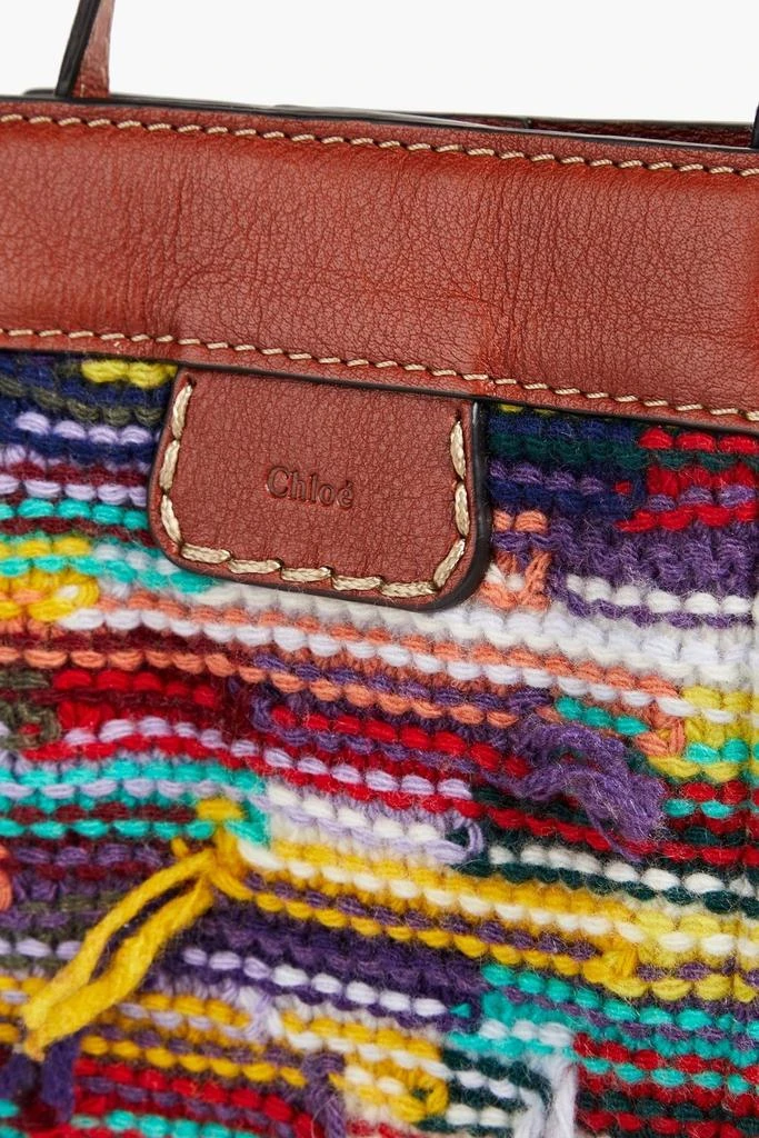 Chloé Leather-trimmed fringed tweed phone pouch 4