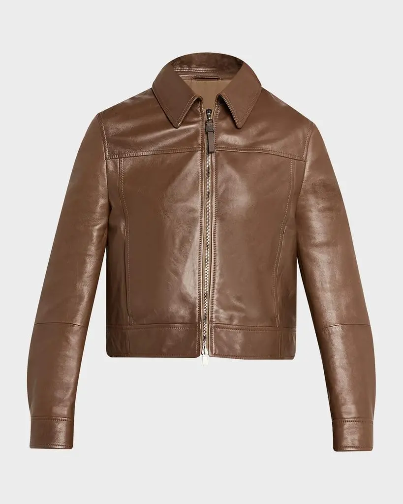 Brunello Cucinelli Leather Cropped Jacket