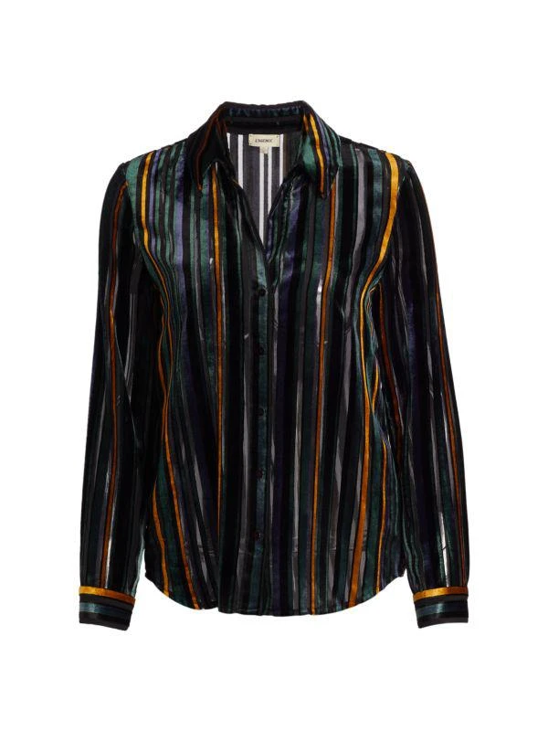 L'Agence Laurent Striped Velvet Shirt 5