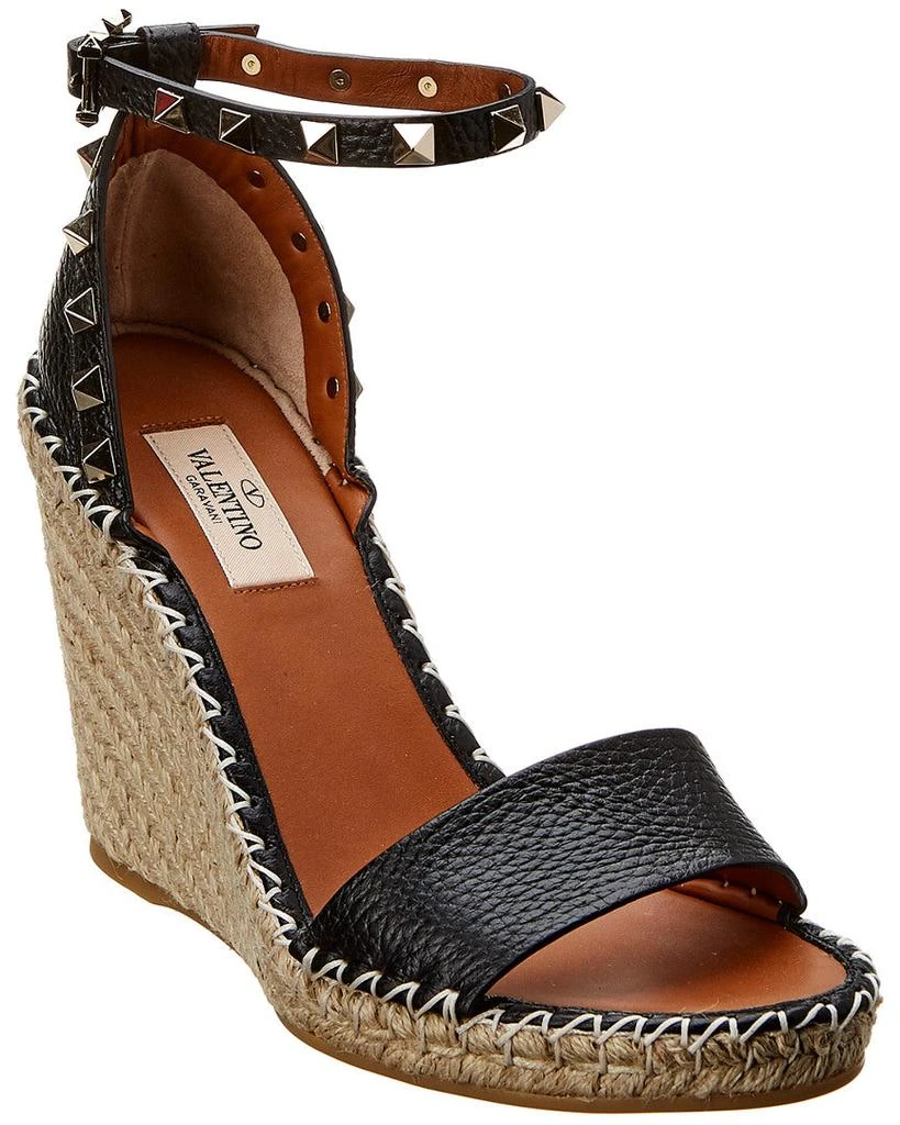 Valentino Rockstud 100 Grainy Leather Wedge Sandal 1