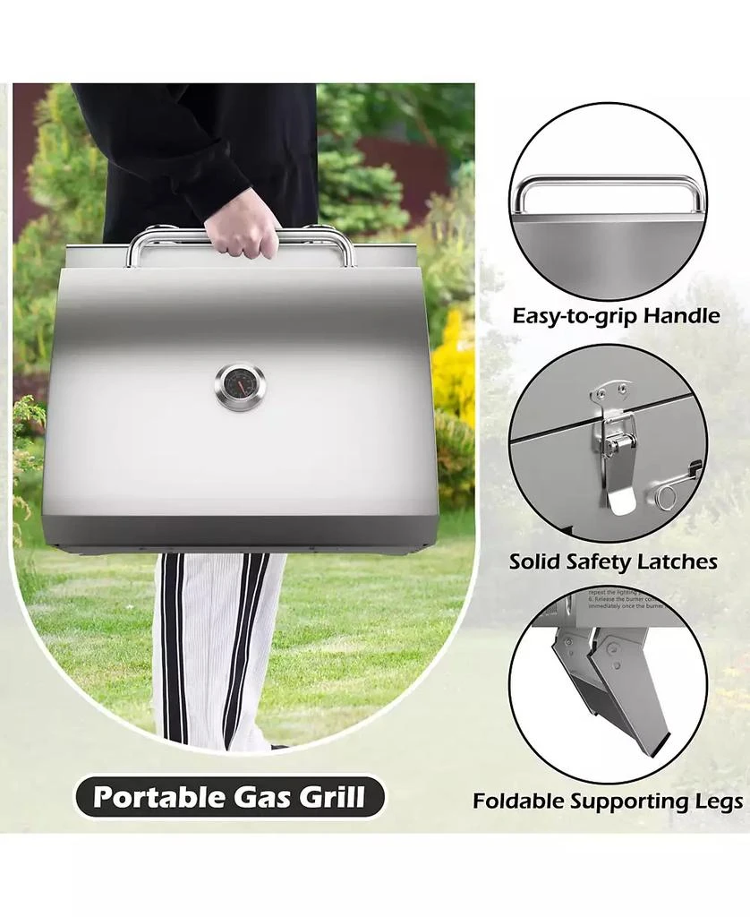 GIVIMO Stainless Steel Propane Grill with Lid for Outdoor Camping Tailgating Picnic Party-Silver 8