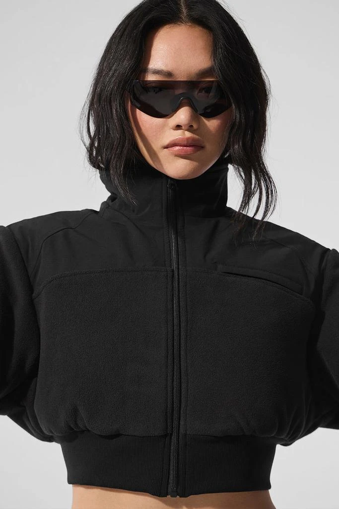 Alo Polar Fleece Cropped Wintry Mix Jacket - Black 4