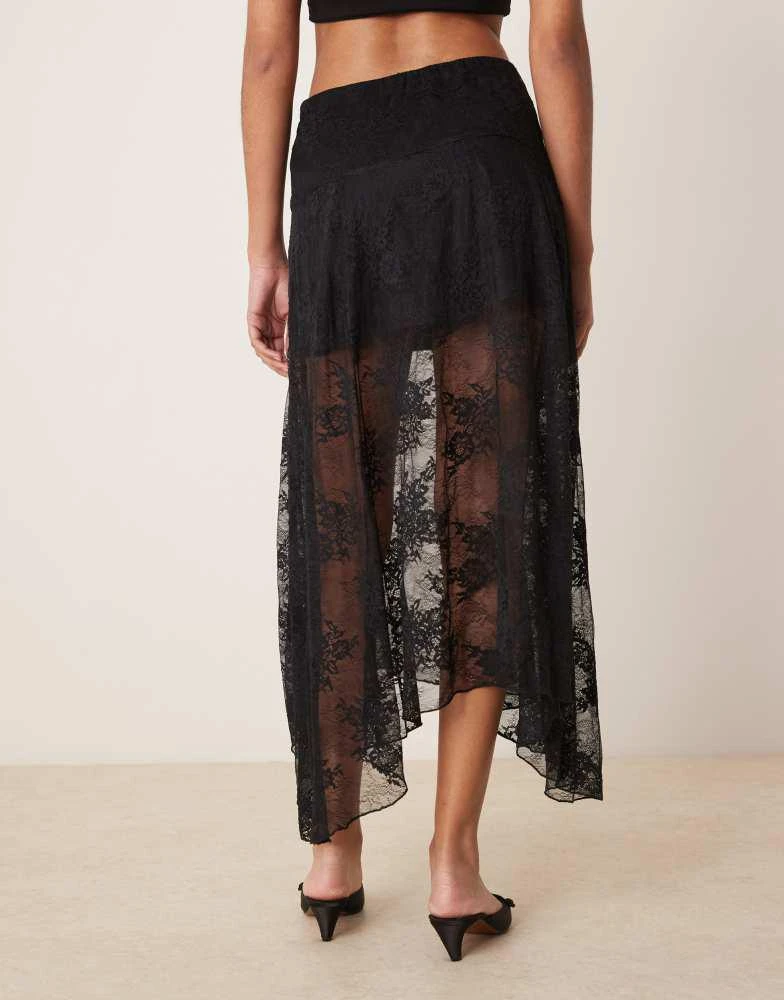 Abercrombie & Fitch Abercrombie & Fitch lace detail flowy maxi skirt in black 4