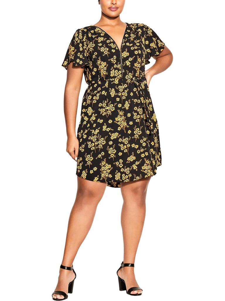 City Chic Plus Womens Daytime Short Mini Dress