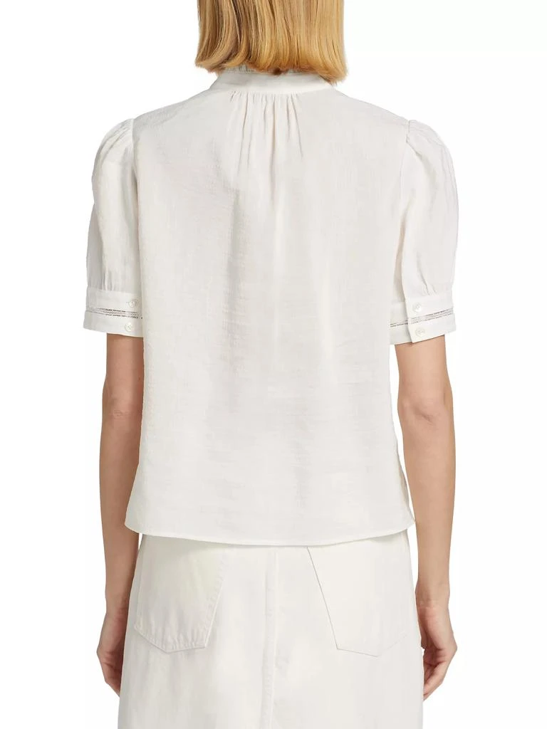 FRAME Linen-Blend Ruffle-Trimmed Top 5