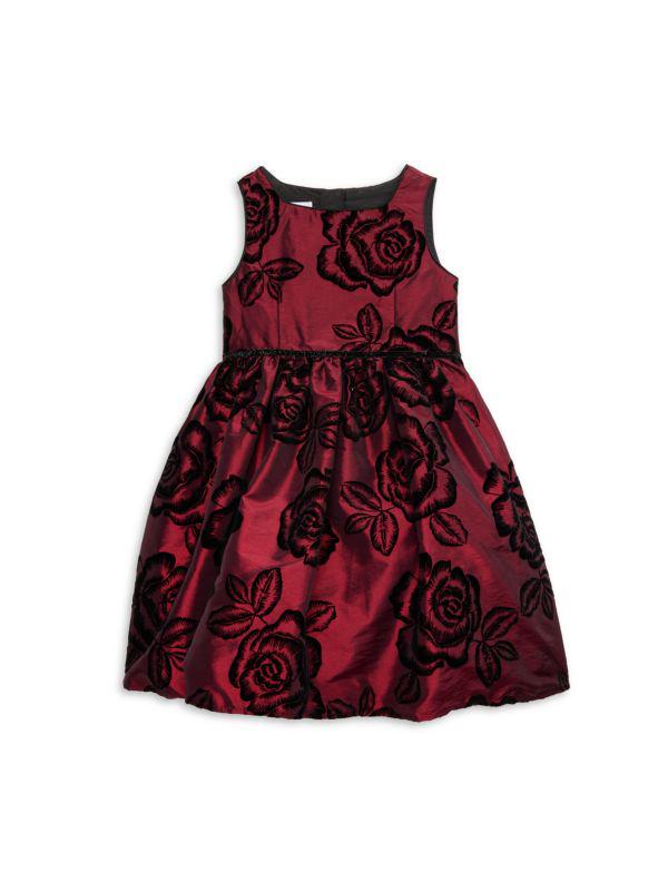Pippa & Julie Little Girl's Flocked Floral Dress