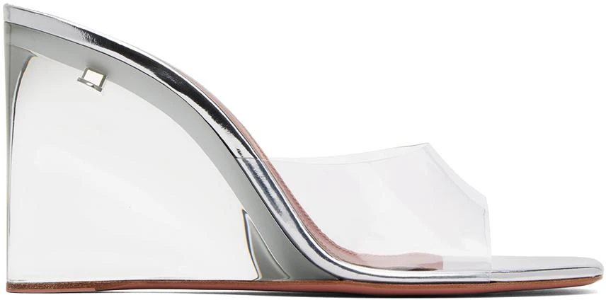 Amina Muaddi Transparent Lupita Glass Wedge Slippers 1