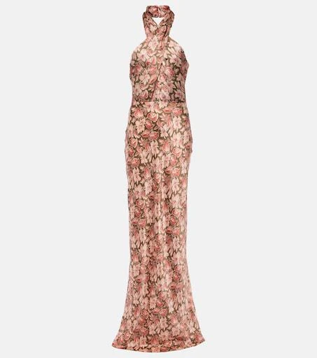 green emerald velvet dress Nelzy Silk Maxi Dress in Walnut