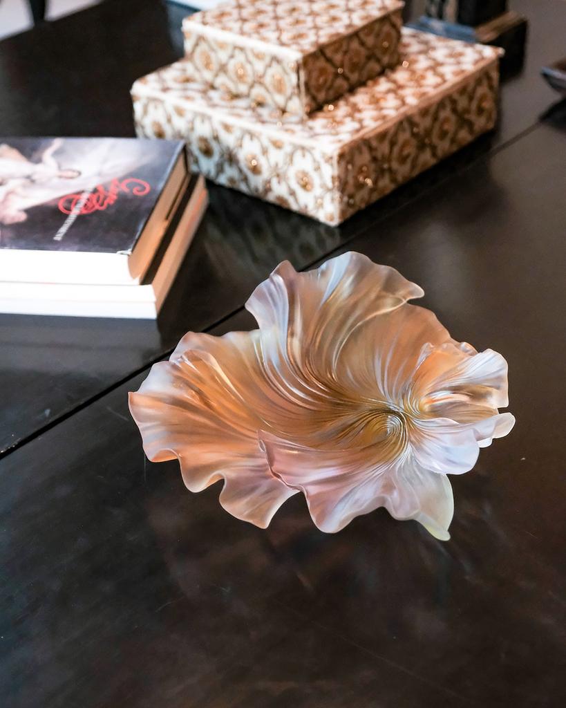 Daum Croisiere Medium Draped Bowl In Pink Green