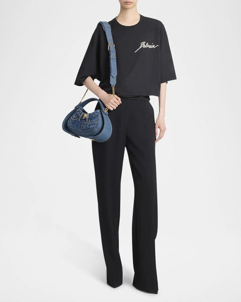 Balmain Jolie Madam Medium Top-Handle Bag in Denim 2